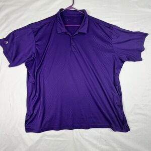 Antigua Polo Shirt 3XL Purple Diamond Grid Textured Short Sleeve Golf Mens